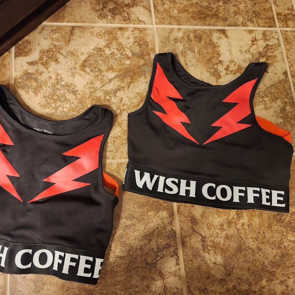 Two Death Wish Coffee Death Bolt Sports Bra Small